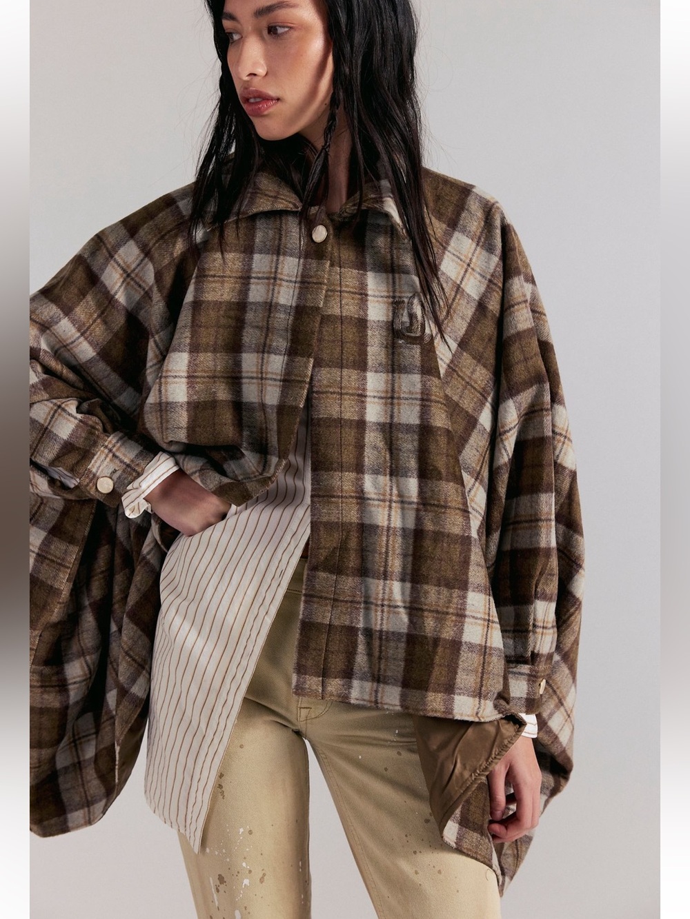 NWT UNDERSTATED LEATHER WESTERN PLAID CAPE